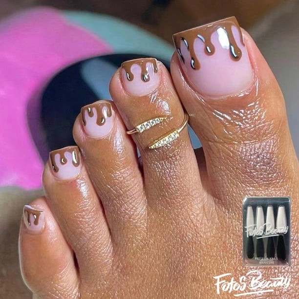 Fofosbeauty 24 PCS Toe Nail Designs 2022, Short Square Press on Toenails, Chocolate Ice Cream Fofosbeauty 24 PCS Toe Nail Designs 2022, Short Square Press on Toenails, Chocolate Ice Cream