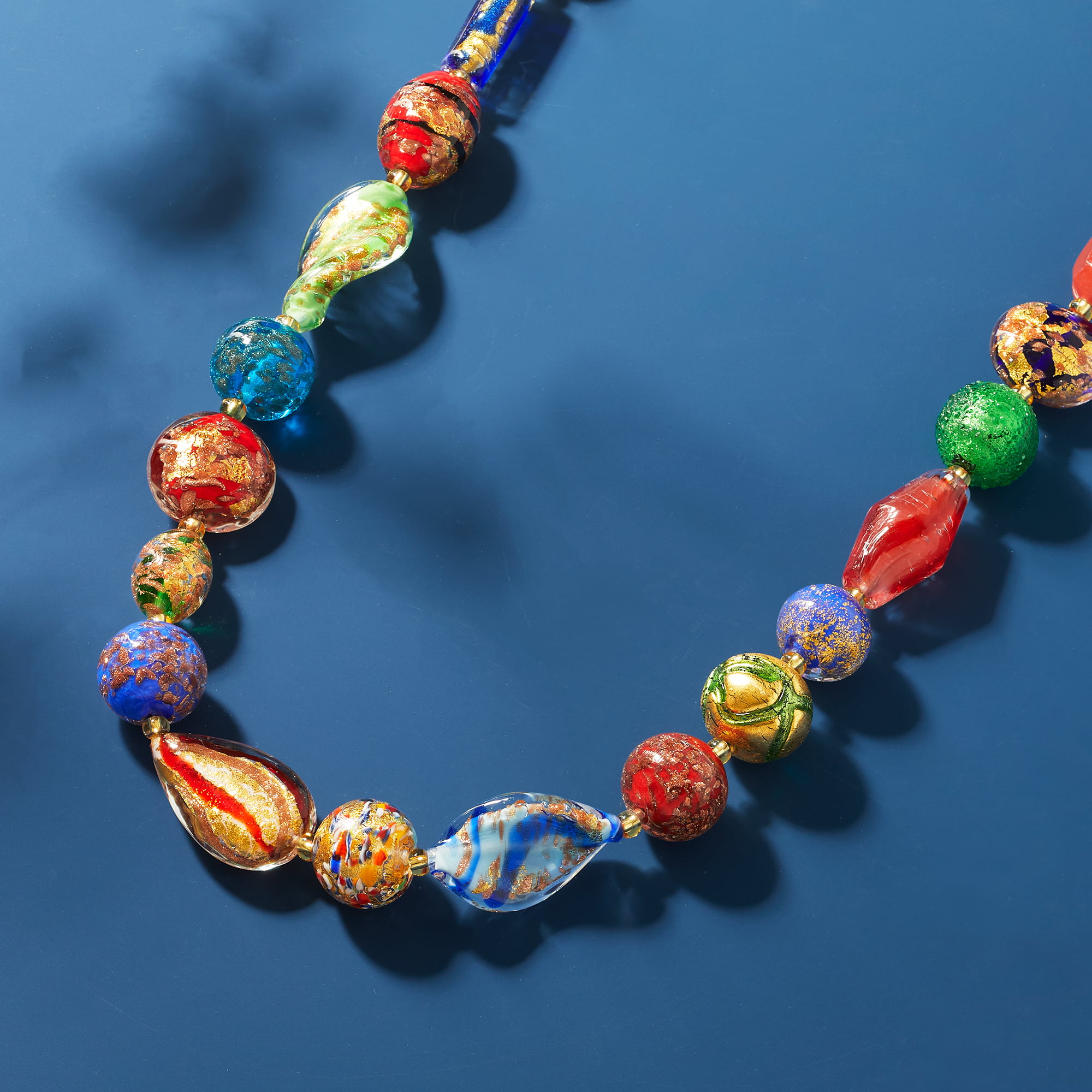 Large Striped Murano Glass Beads 4oz (11+)