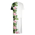 thumbnail image 3 of QQAMB Women's Sets 2PCs Crewneck Short Sleeve Floral Pullover and Capris Homewear Loungewear Pajamas Sets Summer Soft Trendy Sets White 2XL, 3 of 4
