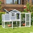 thumbnail image 2 of PawHut 76" Wooden Chicken Coop, Outdoor Hen House w/ Run, Nesting Box, Tray, 2 of 10