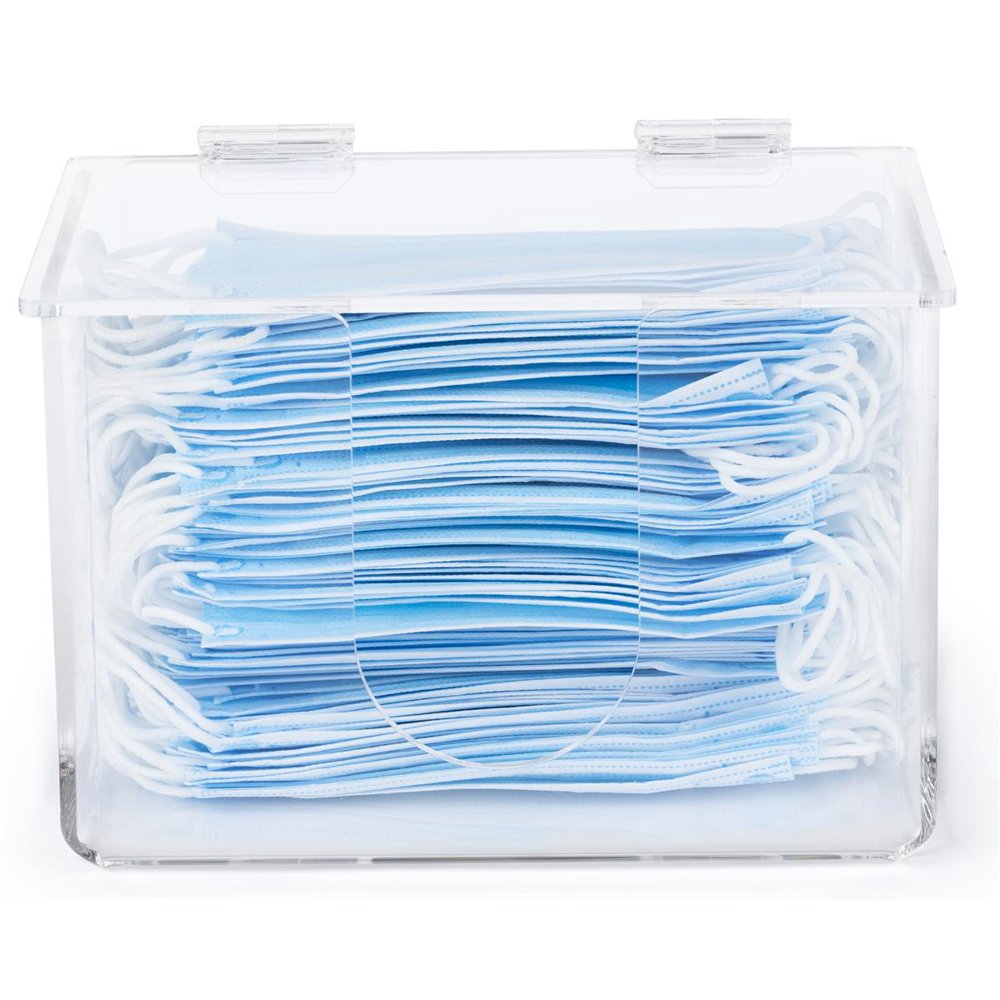 Displays2go Acrylic Face Mask Dispenser with Hinged Top, Countertop