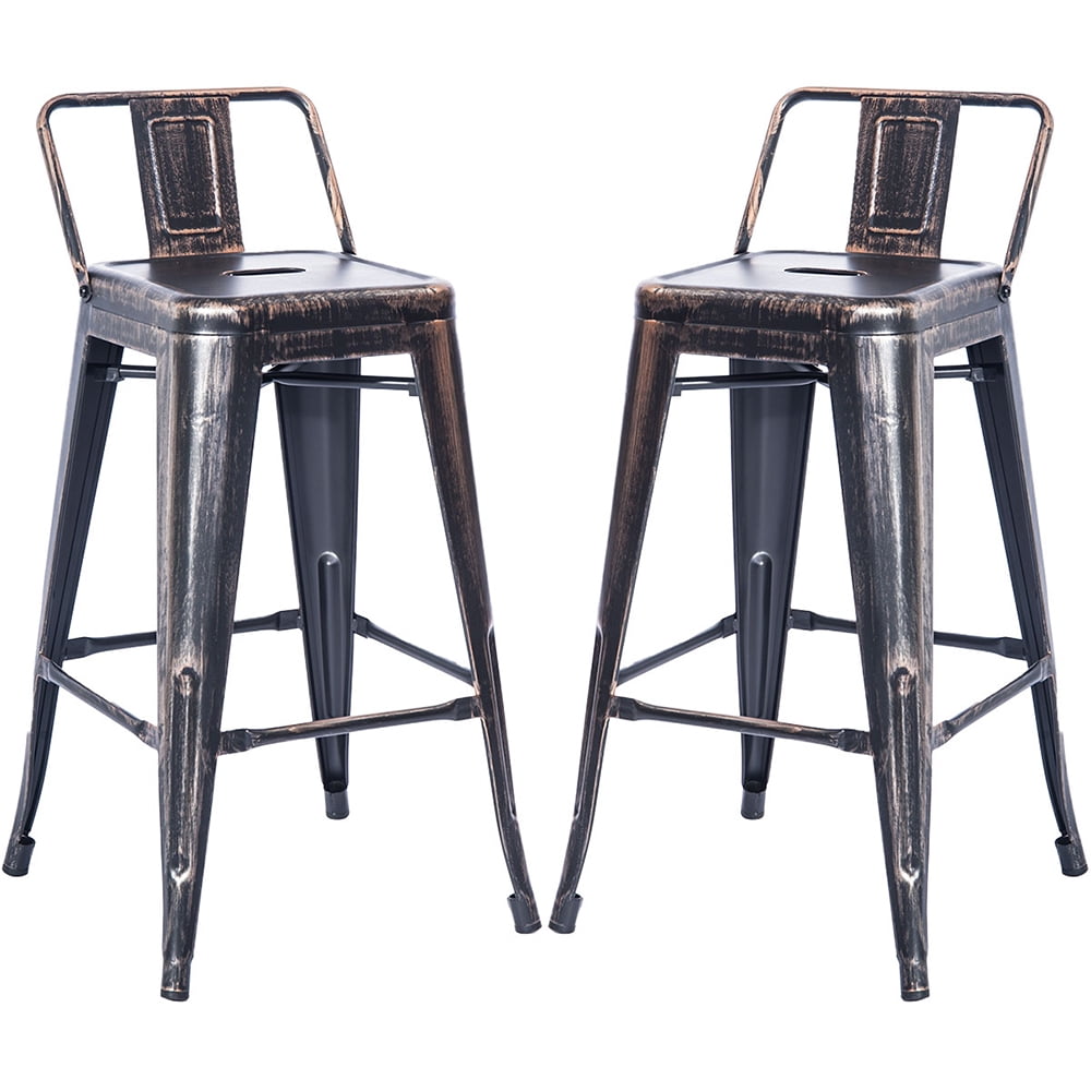 Kepooman 3-piece Vintage Bar Stools with Metal Table, Low Back Rustic Industrial Metal Chairs&Rectangular Table for Patio Kitchen Bar Indoor/Outdoor, Golden Black Kepooman 3-piece Vintage Bar Stools with Metal Table, Low Back Rustic Industrial Metal Chairs&Rectangular Table for Patio Kitchen Bar Indoor/Outdoor, Golden Black