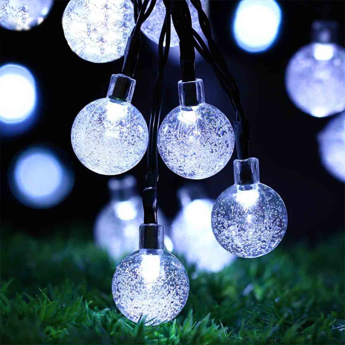 50 LED Solar Powered Fairy Lights String Crystal Ball Garden Outdoor Party Decor 