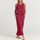 thumbnail image 2 of Conjunto de pantalones largos para mujer Conjunto de pantalones de 2 piezas de algodón con cuello redondo Conjunto de diario plisado, 2 of 9