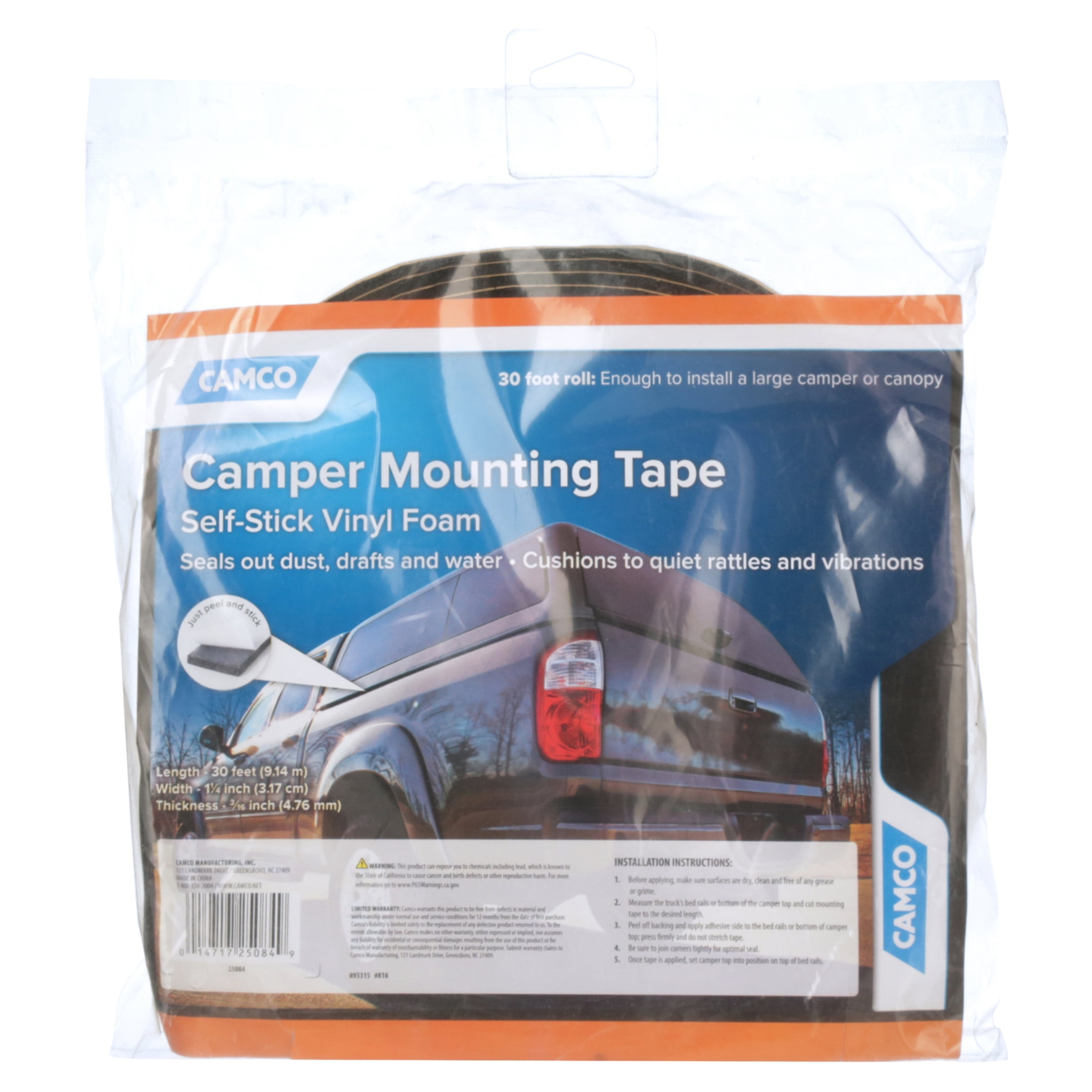 Camco RV/Camper Mounting Tape | Color: Black and White (25084)