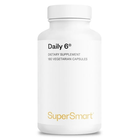 Supersmart - Daily 6 - Multivitamin for Men & Women - 55 Vitamins, Minerals & Antioxidants Supplement | Non-GMO & Gluten-Free - 90 Vegetarian Capsules