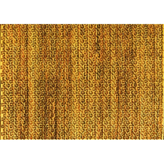 Ahgly Company Machine Washable Indoor Rectangle Abstract Yellow Modern Area Rugs, 2' x 3'