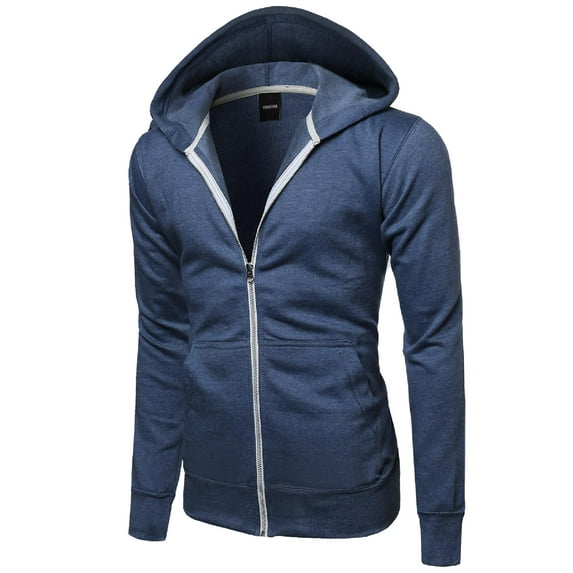 FashionOutfit Men's Basic Solid Light Weight Hoodie Jackets