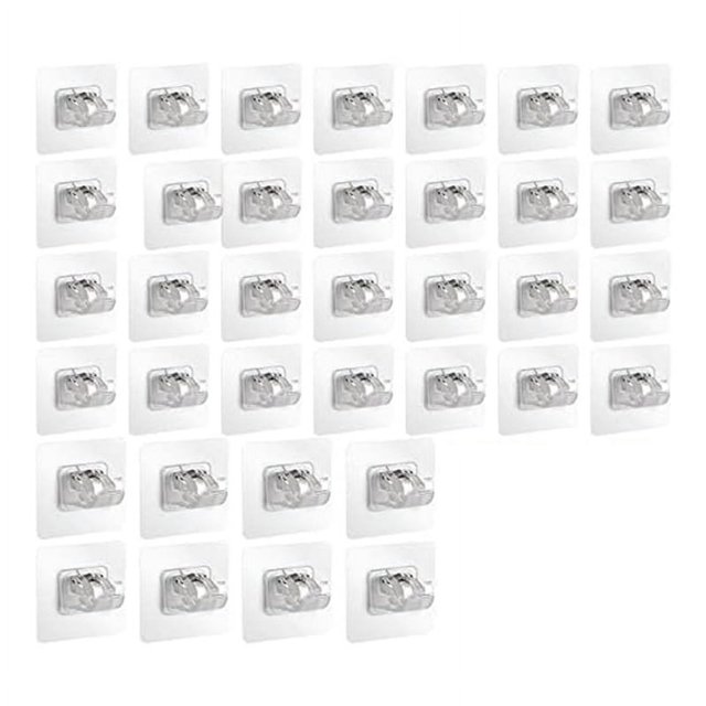 ckepdyeh 36 piezas de soportes para barra de cortina sin taladro, ganchos autoadhesivos para barra de cortina, perchas ajustables sin clavos para barra de cortina