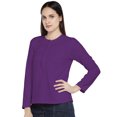thumbnail image 2 of eloria Women's Top Round Neck Solid Color Full Sleeve T-Shirt Violet, 2 of 6