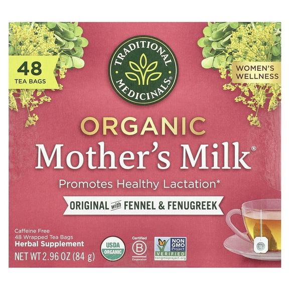 Traditional Medicinals Organic Mother's Milk®, Original with Fennel & Fenugreek, Caffeine Free, 48 Wrapped Tea Bags, 2.96 oz (84 g)
