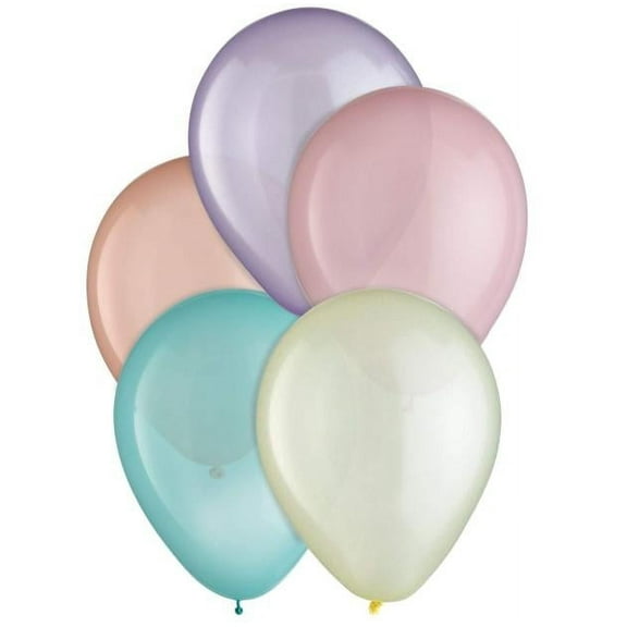 Round Pearl Latex Balloons, Green/Purple/Blue/Pink, 11-in, 15-pk, for Birthday Party