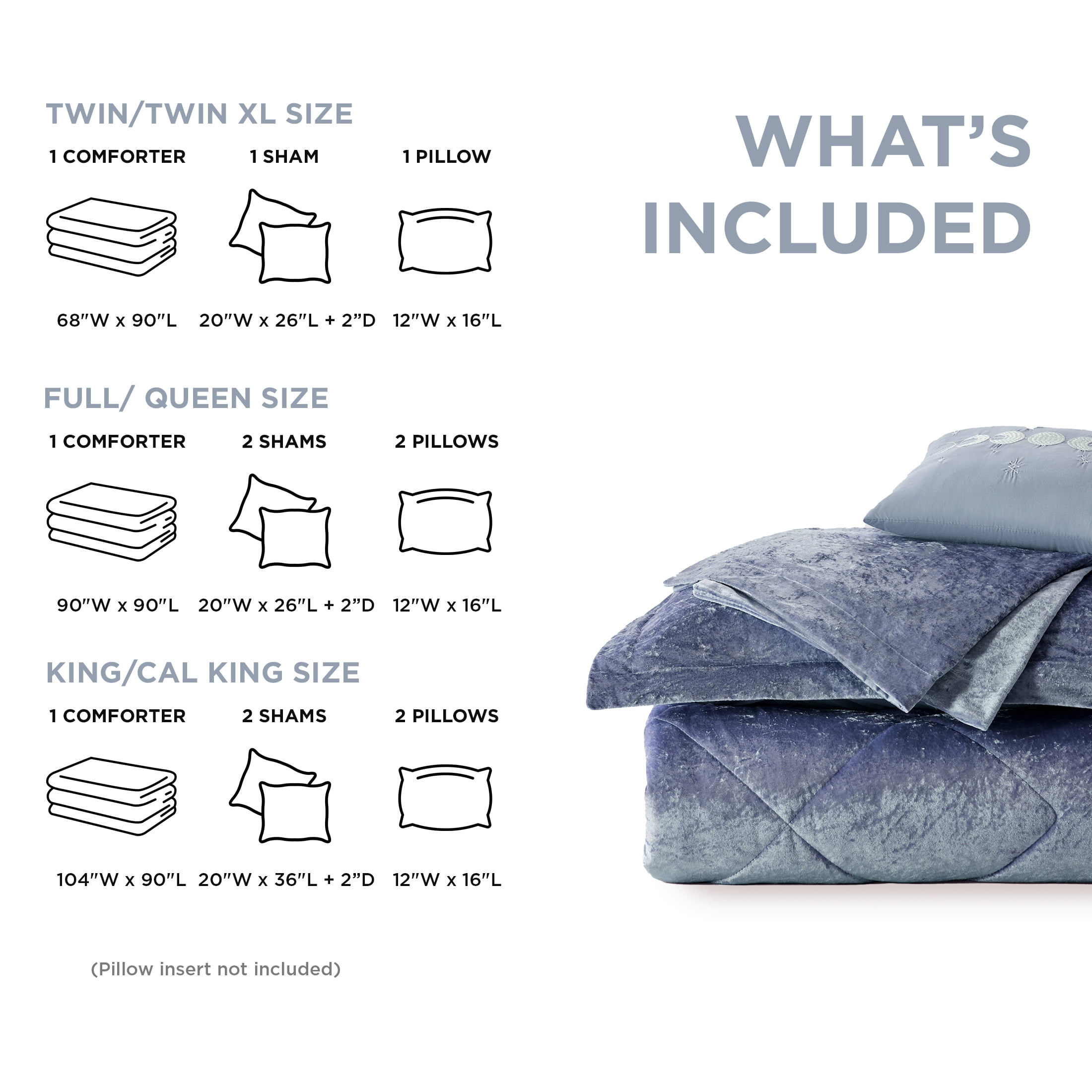 Regency Heights Twin/Twin XL Size Comforter Sets, Velvet Bedding Comforter Set for All Seasons, Blue Bedding Set with Decor Pillow for College Dorm, 3-Piece