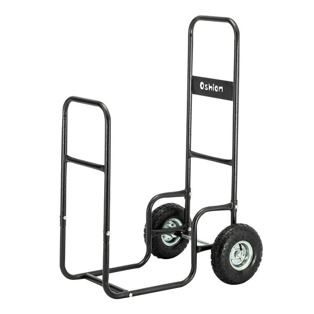 Firewood Cart 220Lbs With Large Wheels, Fireplace Log Rolling Caddy