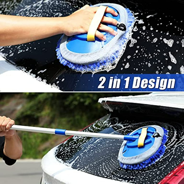 Conliwell 41 inch Microfiber Car Wash Brush with Long Handle Car Washing Mop Kit, Blue