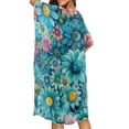 thumbnail image 4 of HELLHERO High Quality Fabrics Long Kimono Swimsuit Cover Up for Summer Breathable Lightweight Blue-green Flower, 4 of 6