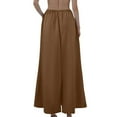thumbnail image 4 of Yucgh Women's Solid Color Fishtail Split Skirt with Elastic Waist & Side Pockets, Swing Maxi Skirt, Casual Linen Blend Beach Skirt for Summer,Brown,XL, 4 of 7