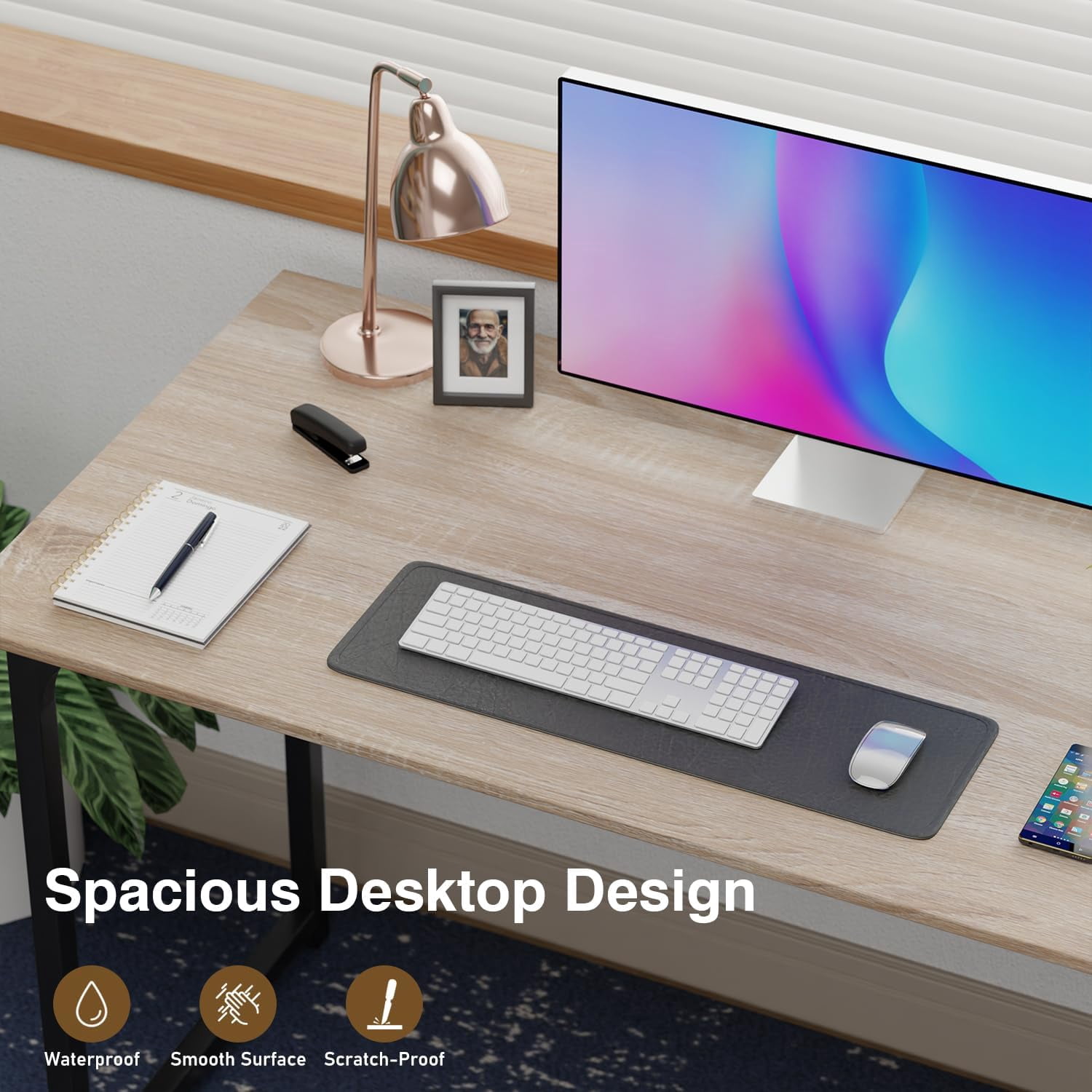 FDW 47.2 inches Computer Desk,Modern Simple Style PC Desk with Metal Frame，Nature