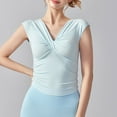 thumbnail image 6 of Hvot&aat Women's Sexy V Neck Slim Fit T Shirt Soft Sleeveless Twist Front Blouse Summer Solid Color Wrap Tops, 6 of 6