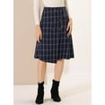 thumbnail image 5 of Allegra K Women's Plaid Vintage Faux Wrap Buttons Midi High Waist Skirt, 5 of 6