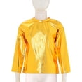 thumbnail image 6 of iiniim Girls Long Sleeve T-Shirt Shiny Metallic Dance Performance Tee Holographic Party Tops Dancewear Gold 15-16, 6 of 7