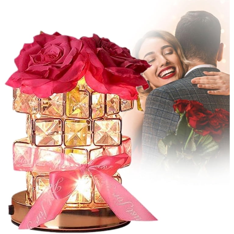 Roantic Table Lap Rose Flower LED Night Light Bedside Desk Light for Hoe Wedding Party Decor Gift - Gift, Lighting
