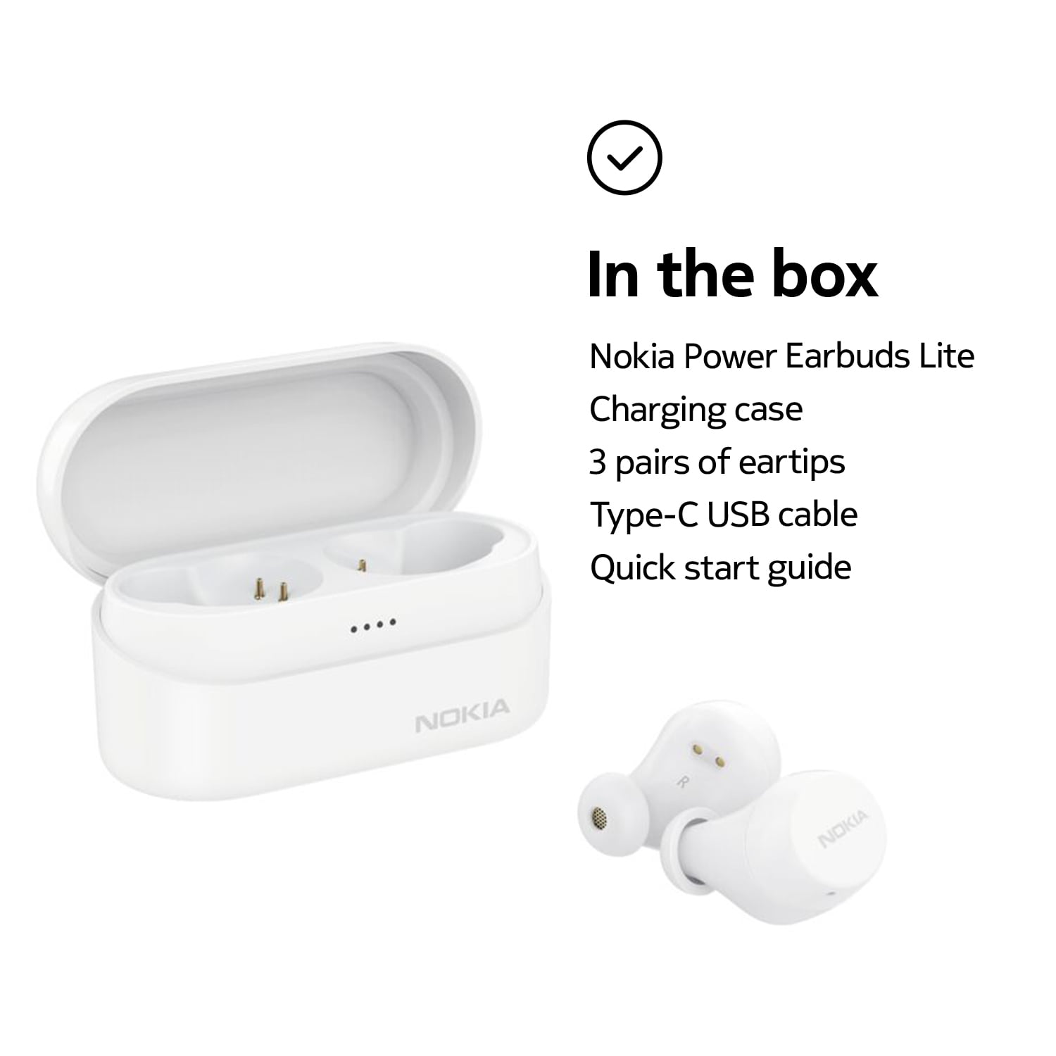 Nokia Power Earbuds Lite - White - Waterproof - Universal Bluetooth - 35  Hours Battery Life - Travel Charging Case - Walmart.com