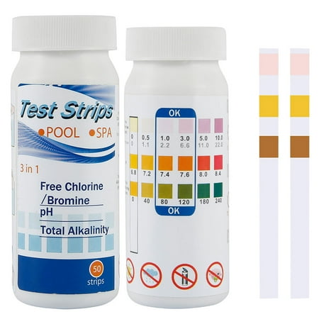 Willstar 100Pcs 3 In 1 Swimming Pool Test Strips Spa & hot tub Test Strips for Chlorine  PH and Alkalinity Testing