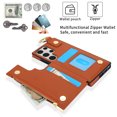 thumbnail image 5 of Wallet Case for Samsung Galaxy S23 Ultra with Shoulder Strap & RFID Blocking Card Slots Holder Kickstand & Finger Ring, Magnetic Flip Folio Zipper Purse Case, PU Leather Cover Handbag, Brown, 5 of 8