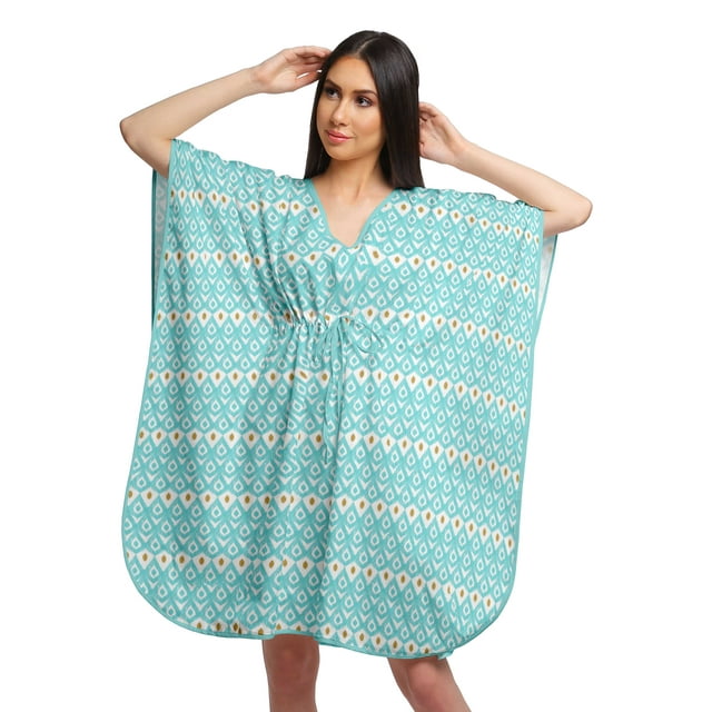 Moomaya Robes Caftan de Plage pour Femmes, Caftan Imprimé de Couverture de Bikini, Grande Taille