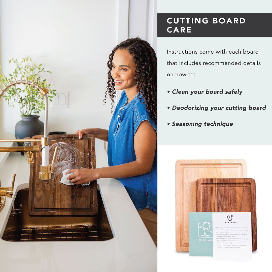 Rossie Home Black Walnut Reversible Cutting Board with Juice Grooves, 14" x 11" x 1"