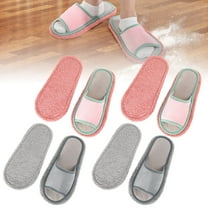 4 Pairs Washable Mop Slippers, Floor Cleaning Absorbent Slippers for Men Women, No Bend Over Mop Shoes for Room Kitchen