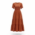thumbnail image 5 of Xaqiouau Womens Boho Floral Maxi Dress Short Sleeve Casual Summer Long Dress Crew Neck Flowy A Line Beach Vacation Dress, 5 of 7