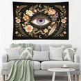 thumbnail image 4 of Floral Snake Moon Tapestry, Black Background Golden Botanical Feather Star Wall Hanging, Mystic Witchy Boho Celestial Aesthetic Bedroom Dorm Living Room Wall Decor Tapestries, 60"×90", 4 of 6
