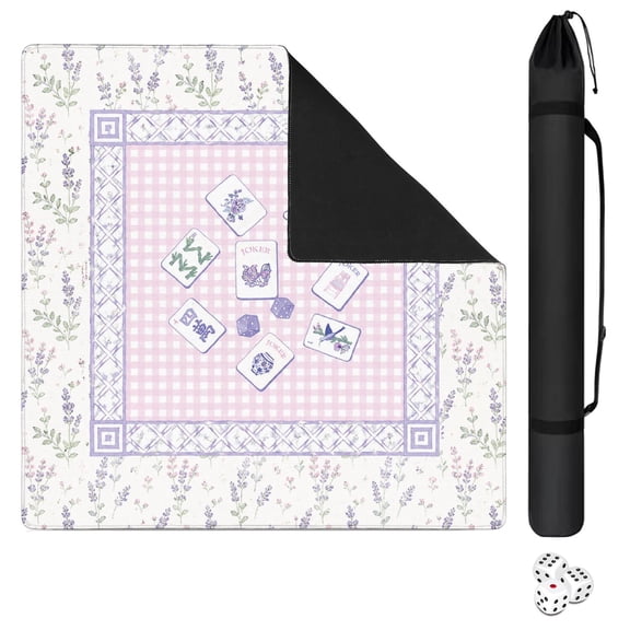 American Mahjong Mat 31.5 Inch Rubber 3mm Non-Slip, Hand-Painted Look Noise-Reducing with Rules for Table Games (Mahjong Mat)