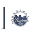 thumbnail image 1 of Norfolk, Virginia - Skyline Seal (Blue) - Lantern Press Artwork (18x12 Gallery Wrapped Stretched Canvas), 1 of 1