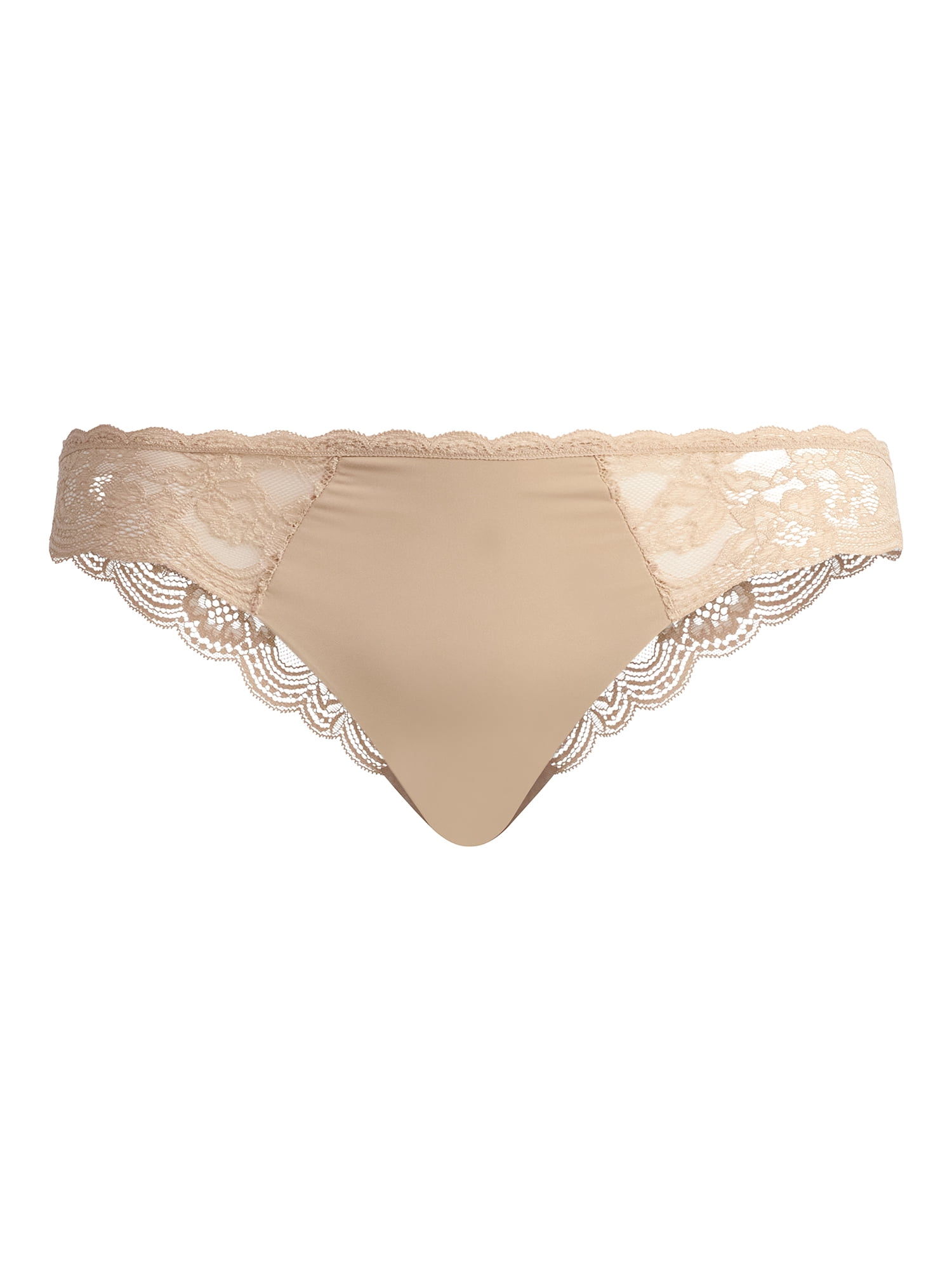 Joyspun Women's Microfiber and Lace Cheeky Panties, 3-Pack, Sizes XS-3XL