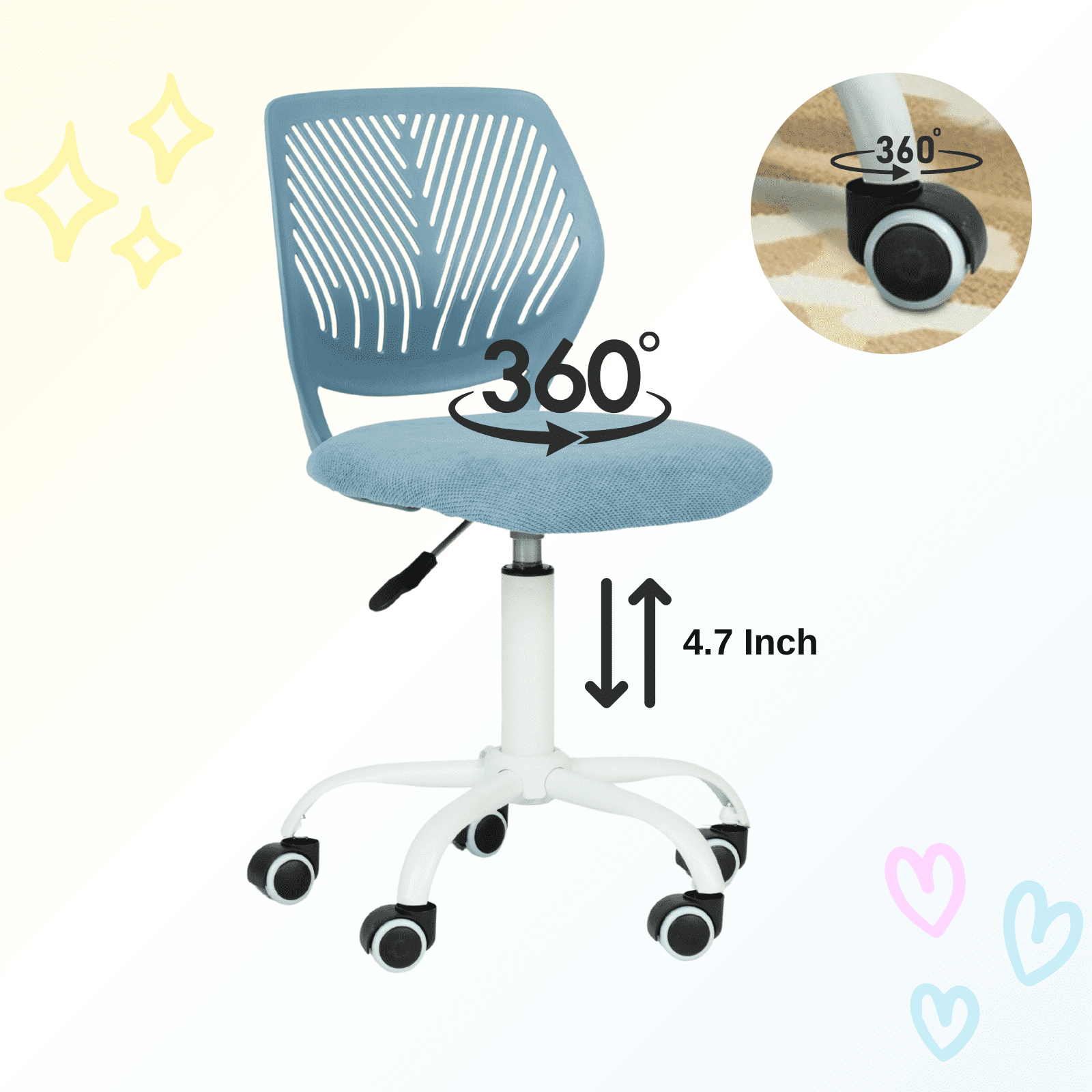Homy Casa Adjustable Blue Video Game Chair for Gaming, Study, and Home Office