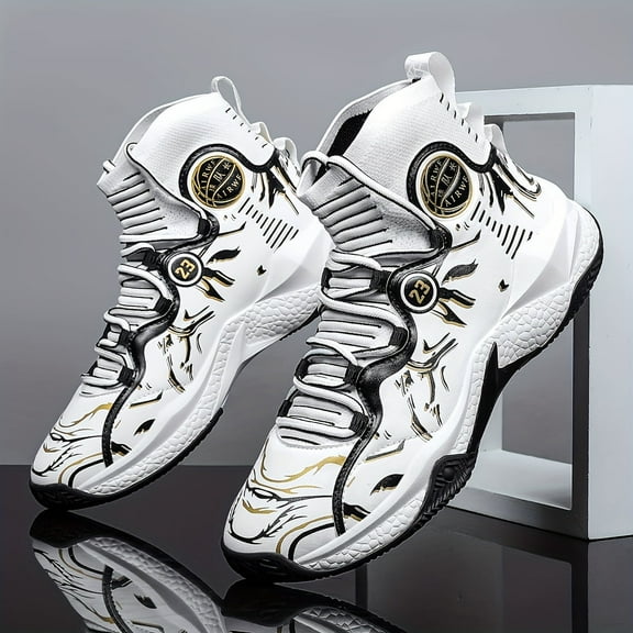 Men's High-Top Sneakers/ Basketball Shoes with Anti-Slip Rubber Sole,Breathable Mesh Upper,All-Terrain Traction,Ideal for Basketball, Casual Attire - Durable Comfortable with Enhanced Grip, Men Shoes