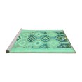 thumbnail image 2 of Ahgly Company Machine Washable Indoor Square Southwestern Turquoise Blue Country Area Rugs, 5' Square, 2 of 4