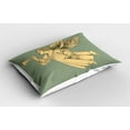 thumbnail image 2 of Christmas Pillow Sham Set of 2, Flying Christmas Angel with Wings Playing Trumpet Mythological Art, Quality Microfiber Bedding Item for All Seasons, 26" x 20", Yellow Mint, by Ambesonne, 2 of 3