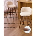 thumbnail image 5 of EYYTHUNG 26" Counter Height Bar Stools Set of 3 Mid Century Modern Farmhouse Swivel Barstools Chenille Fabric Upholstered Bar Height Island Chairs with Curved Backrest, Brown/Beige, 5 of 8