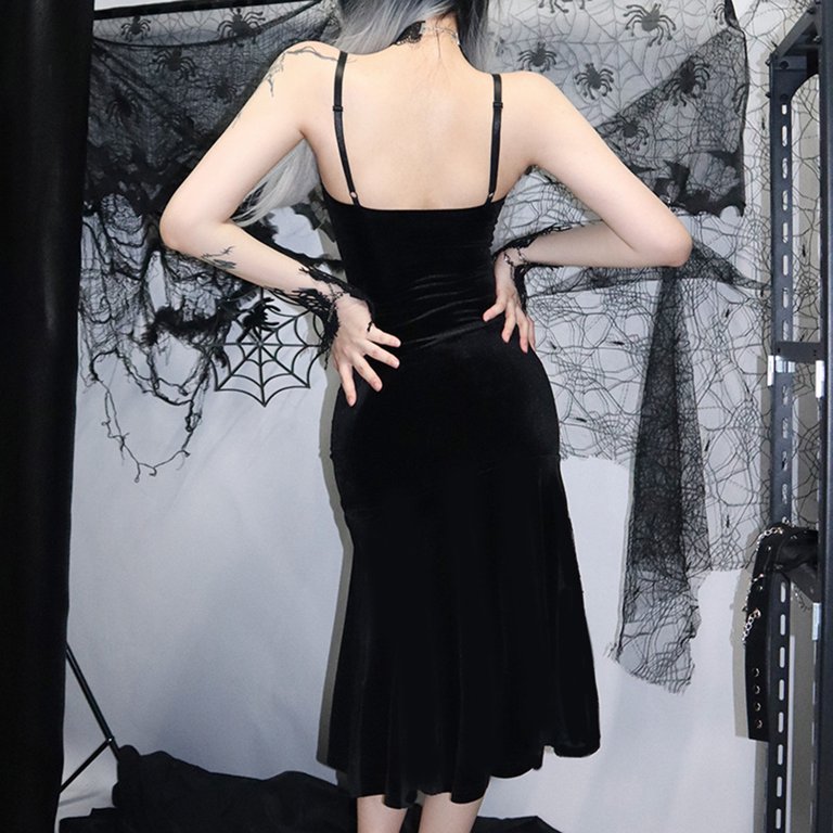 Summer Saving Wycnly Gothic Clothes for Women Womens Gothic Dresses Lace  Long Sleeveless Dress Black Party Club Lace Draped Bodycon Goth Vintage Dresses  Clothes - Walmart.com