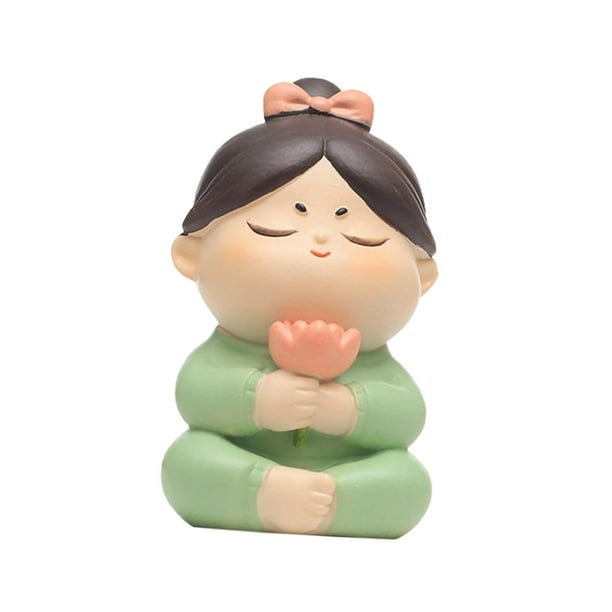 Figuras de resina, esculturas, adornos, muñecas coleccionables, estatuas de niñas encantadoras. con flor