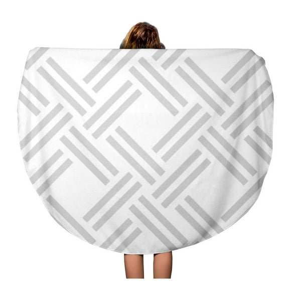 JSDART 60 inch Round Beach Towel Blanket Weave Geometric Pattern Simple Basket Carbon Material Mesh Abstract Travel Circle Circular Towels Mat Tapestry Beach Throw