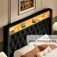 thumbnail image 2 of Merluxy LED King Bed Frame,Charging Station and Storage Upholstered Headboard/Velvet/Black, 2 of 6