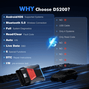GOOLOO DS100 OBD2 Scanner Bluetooth, Full System Car Diagnostic Tool for iOS & Android, Check Engine Code Reader, 6 Maintenance Functions, Battery Test, HUD Display