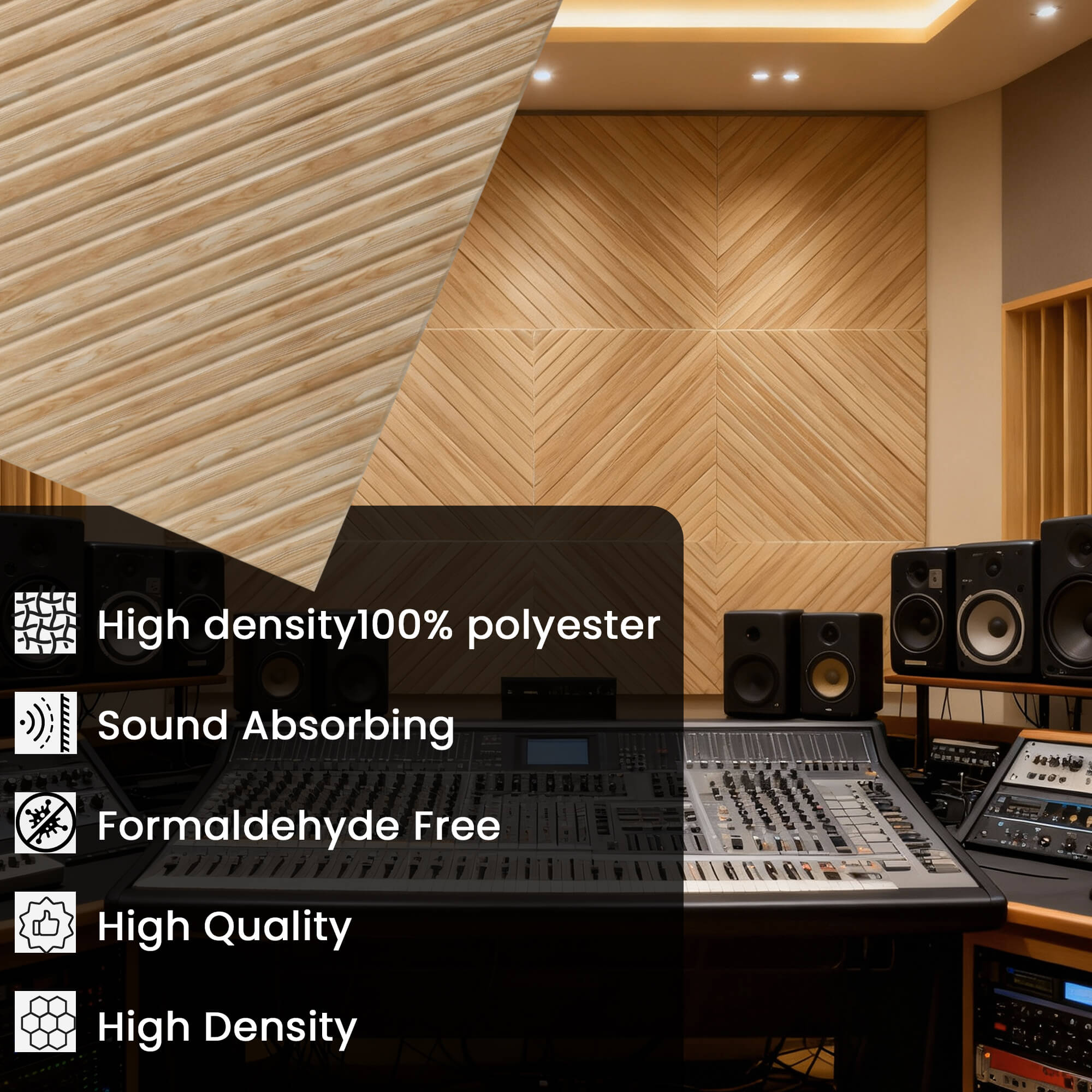 8 Pack 23.6''x23.6'' Acoustic Wall Panels, Art Soundproof Panels, Wood Texture Noise Reduction Panels, Self-Adhesive Decorative Acoustic Panels for Wall and Ceiling, Home Studio, Bedroom, Office