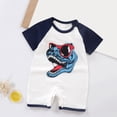 thumbnail image 2 of Hessimy Baby Boy Solid Color Romper Infant Ruffle Sleeve Bodysuit One Piece Outfit Toddler Jumpsuit clothes,Breathable(Blue,6-12 Months), 2 of 4