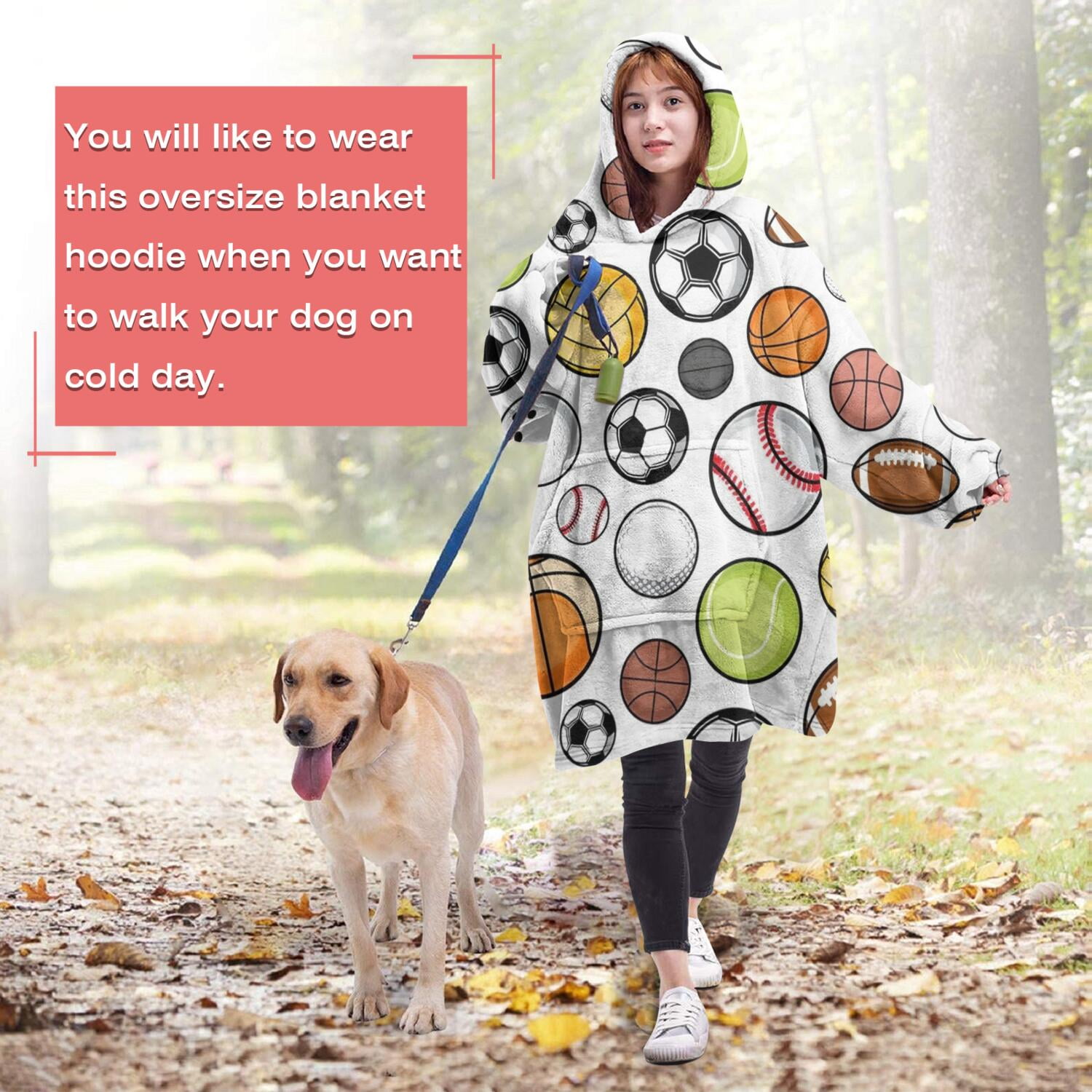 Baseball Football Pattern Wearable Oversized Blanket,Wearable Blanket Hoodie for Adults,Cozy Hooded Blankets with Super Pockets,Super Warm Fuzzy Pullover for Women & Men
